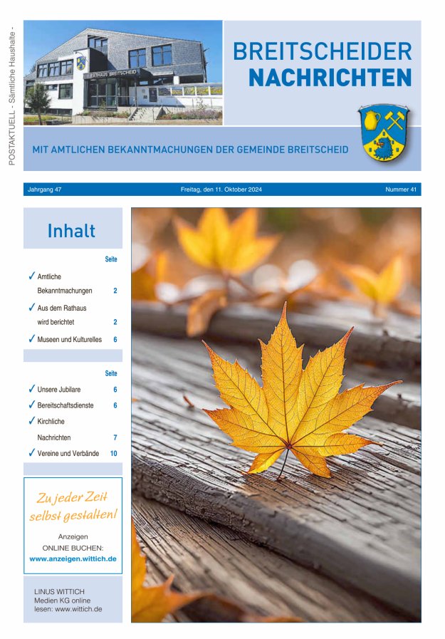 Breitscheider Nachrichten Titelblatt 41/2024