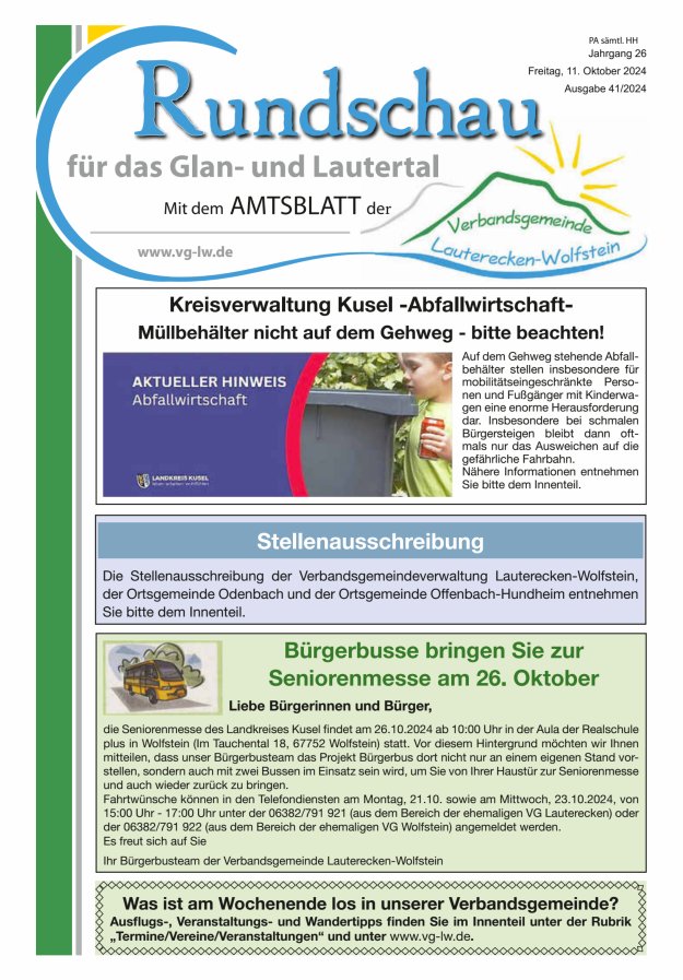Rundschau für das Glan- und Lautertal Titelblatt 41/2024
