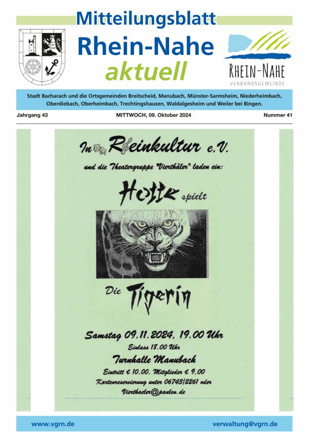 Rhein-Nahe aktuell Titelblatt 41/2024