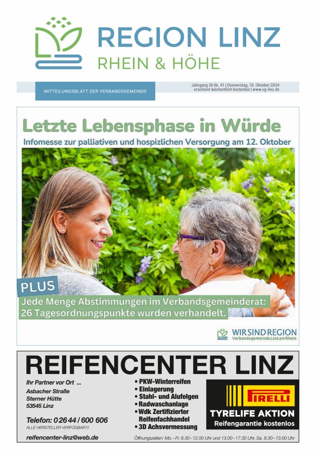 Unsere Verbandsgemeinde Linz am Rhein Titelblatt 41/2024