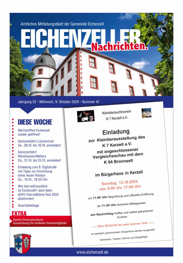 Amtliches Mitteilungsblatt der Gemeinde Eichenzell Titelblatt 41/2024
