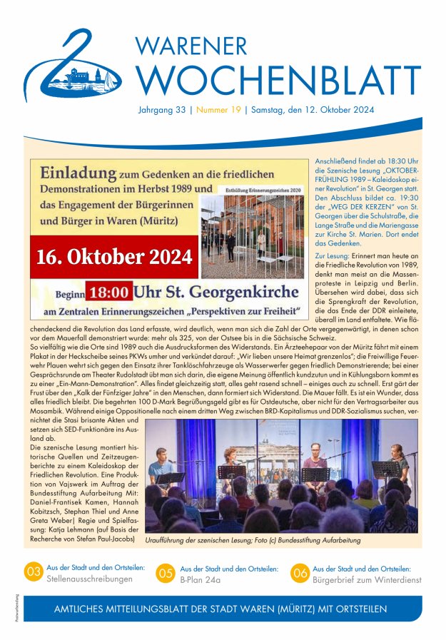 Warener Wochenblatt Titelblatt 19/2024