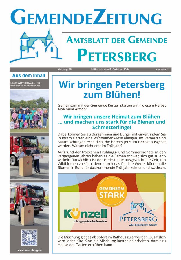 Amtsblatt Blickpunkt Petersberg Titelblatt 41/2024