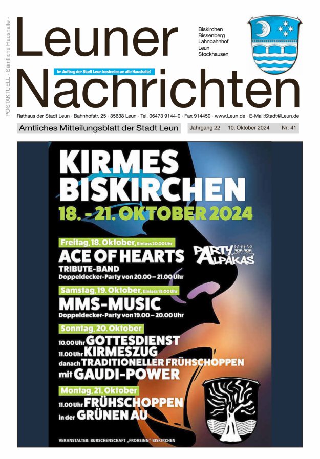 Leuner Nachrichten Titelblatt 41/2024