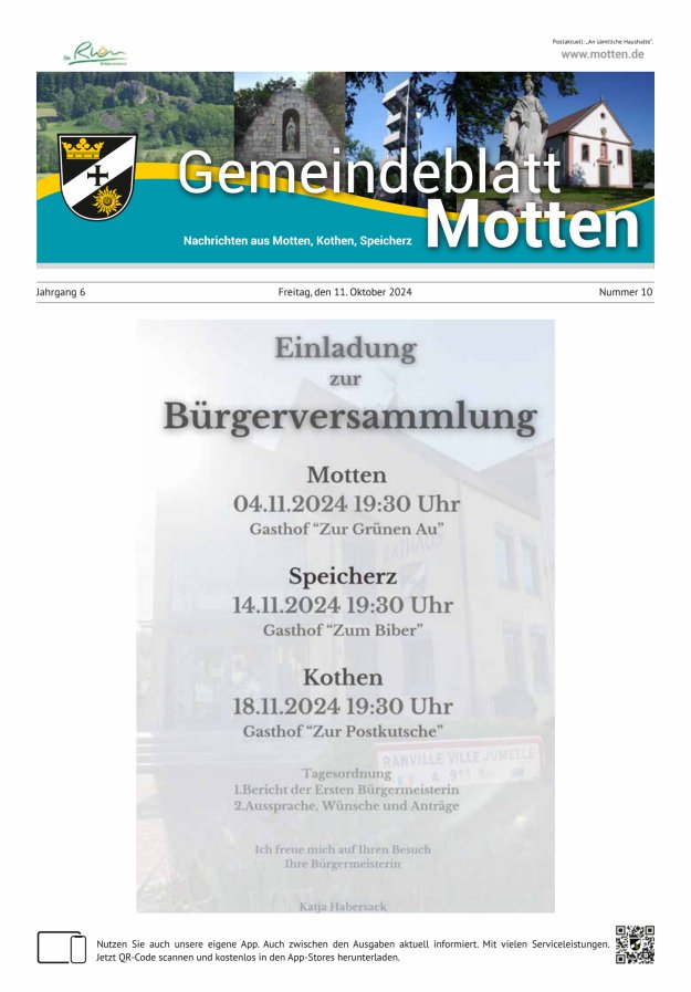 Gemeindeblatt Motten Nachrichten aus Motten Kothen Speicherz Titelblatt 10/2024
