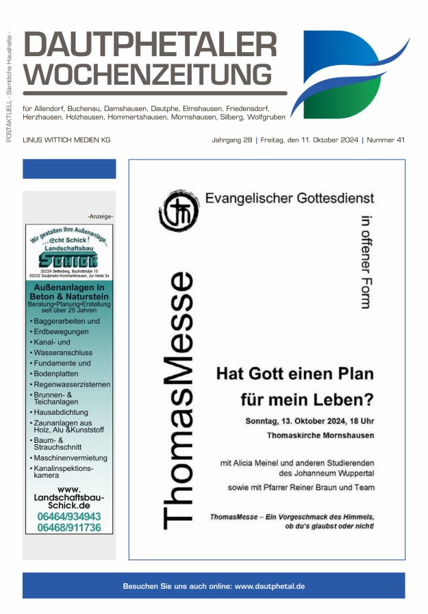 Dautphetaler Wochenzeitung Titelblatt 41/2024
