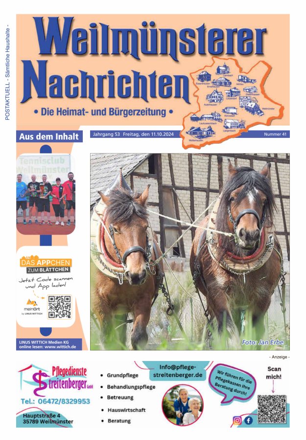 Weilmünsterer Nachrichten Titelblatt 41/2024