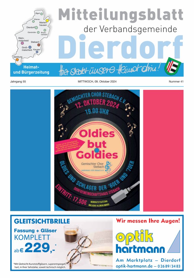 Mitteilungsblatt der Verbandsgemeinde Dierdorf Titelblatt 41/2024