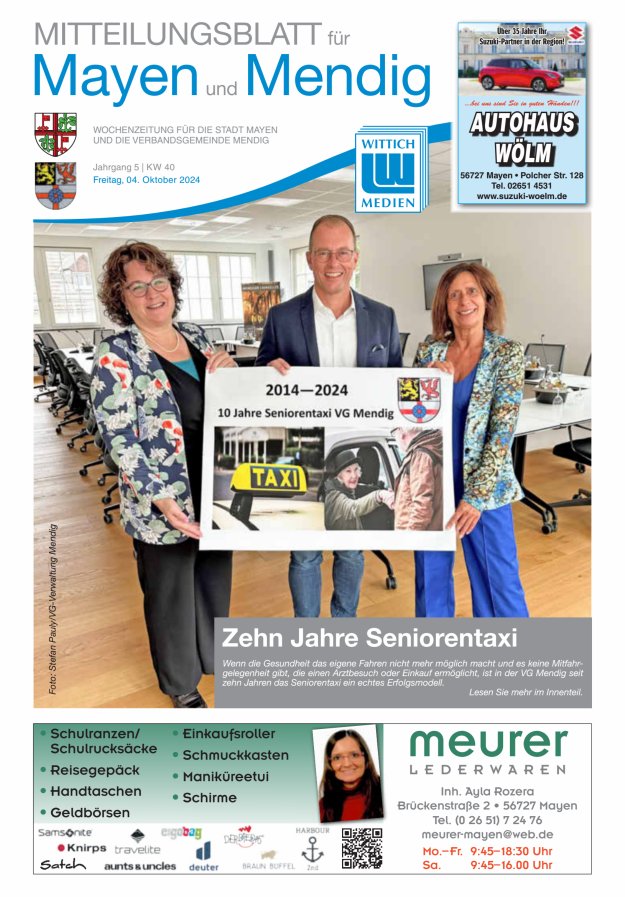 Mitteilungsblatt für Mayen und Mendig Titelblatt 40/2024