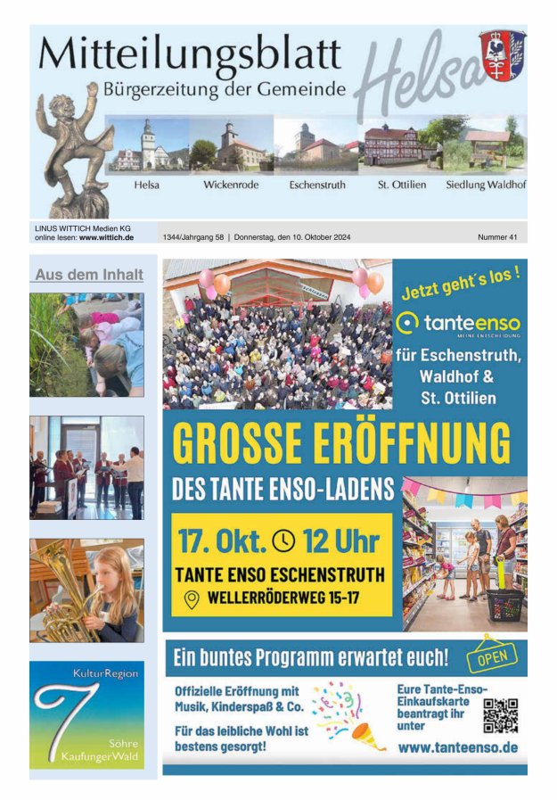 Mitteilungsblatt Helsa Titelblatt 41/2024