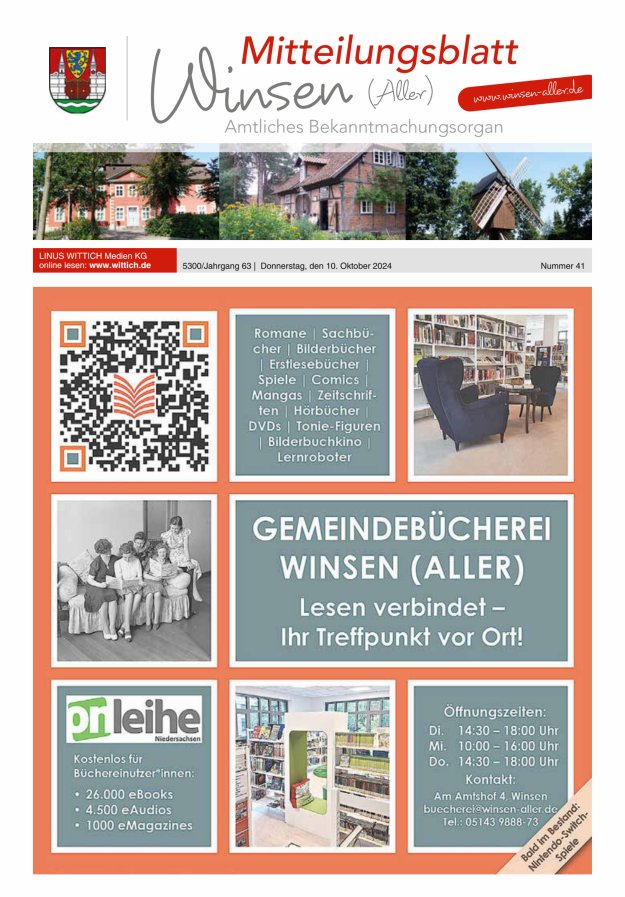 Mitteilungsblatt der Gemeinde Winsen Titelblatt 41/2024