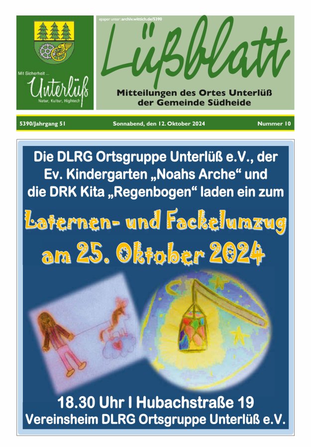 Mitteilungsblatt der Gemeinde Unterlüß Titelblatt 10/2024