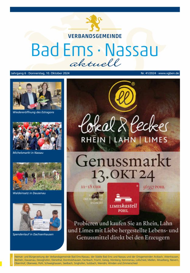 Bad Ems-Nassau aktuell Ausgabe Nassau Titelblatt 41/2024
