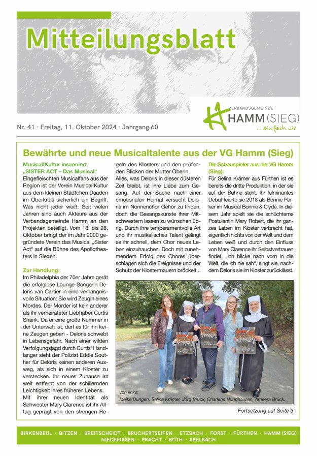 Mitteilungsblatt Hamm (Sieg) Titelblatt 41/2024