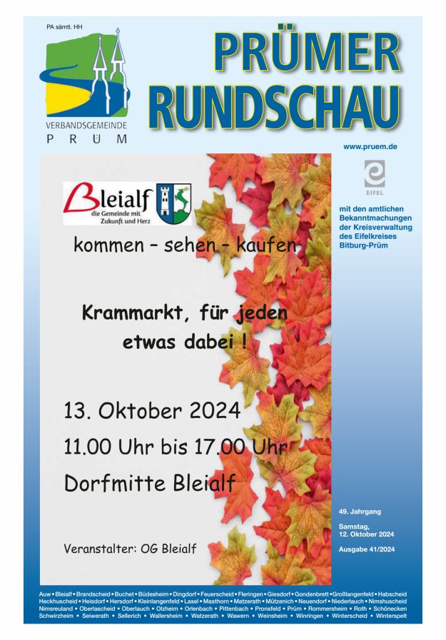 Prümer Rundschau Titelblatt 41/2024