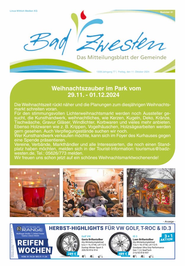Heimatzeitung Bad Zwesten Titelblatt 41/2024