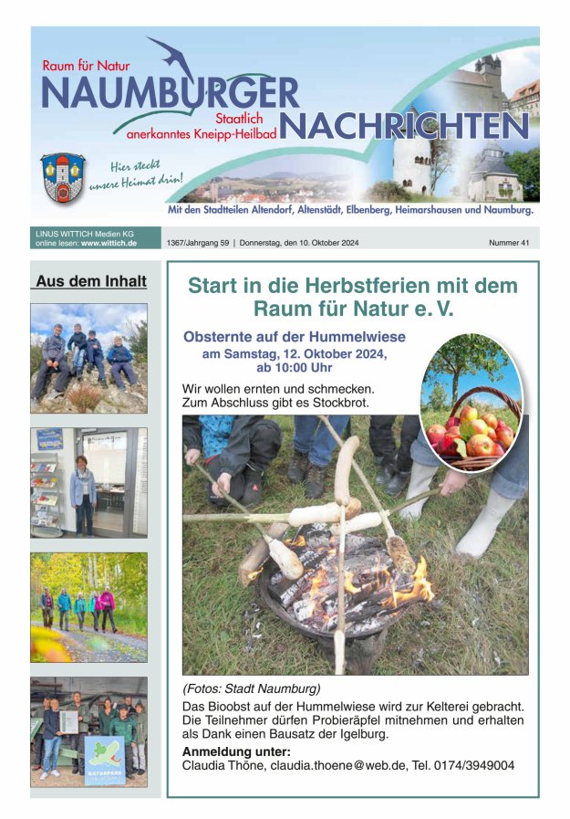 Naumburger Nachrichten Titelblatt 41/2024