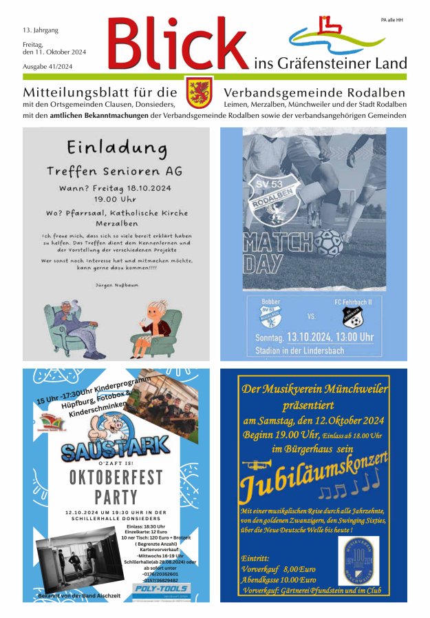 Blick ins Gräfensteiner Land VG Rodalben Titelblatt 41/2024
