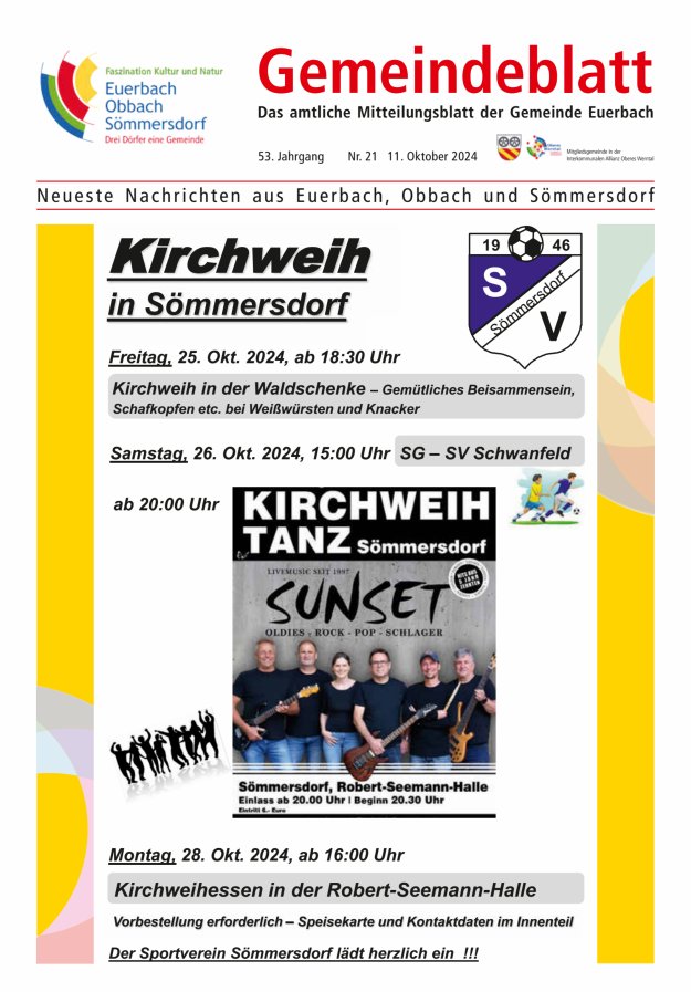 Gemeindeblatt der Gemeinde Euerbach Titelblatt 21/2024