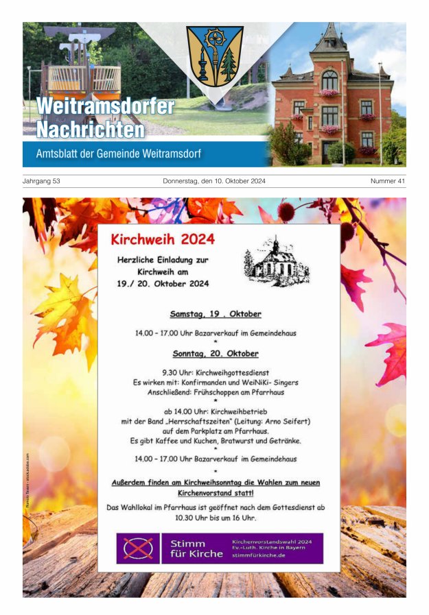 Weitramsdorfer Nachrichten Titelblatt 41/2024