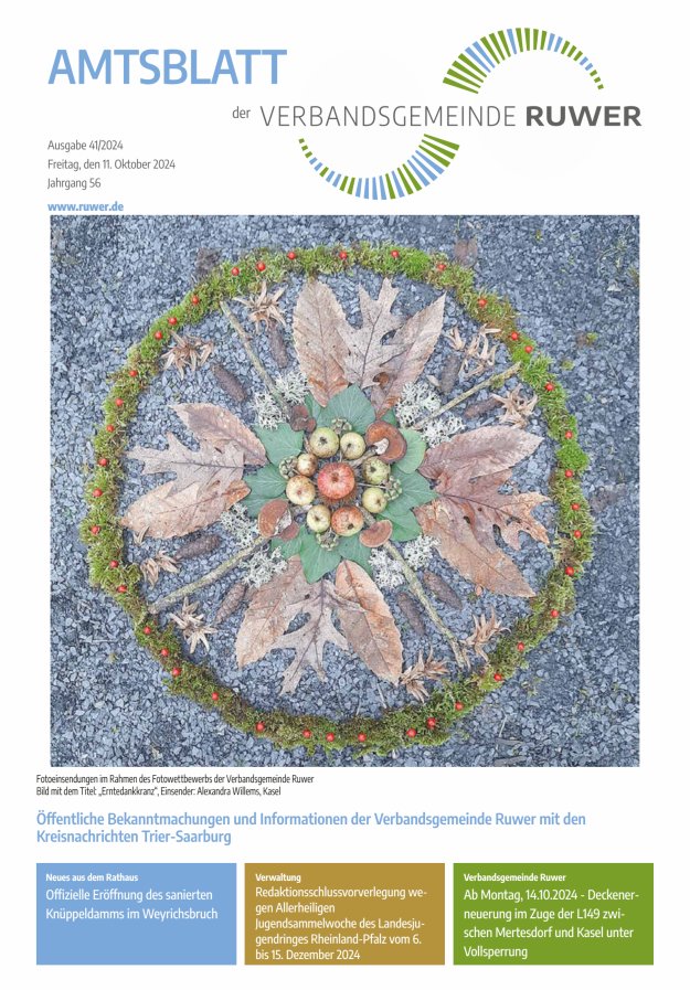 Amtsblatt VG Ruwer Titelblatt 41/2024