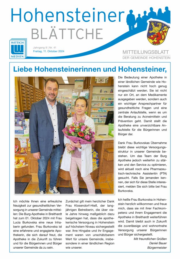 Hohensteiner Blättche Titelblatt 41/2024