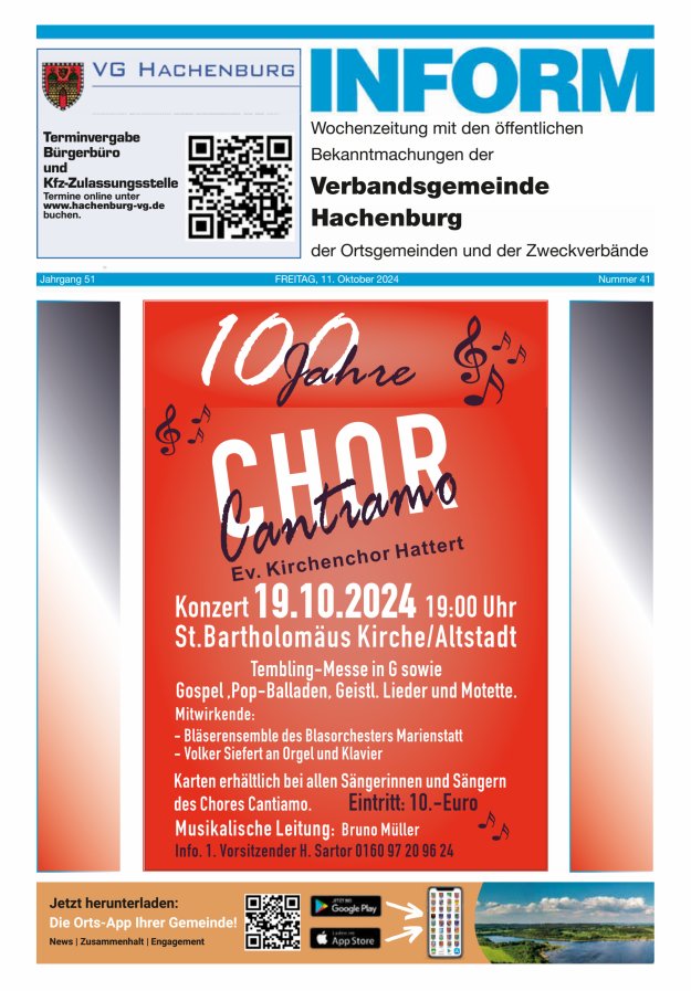 INFORM - Wochenzeitung der Verbandsgemeinde Hachenburg Titelblatt 41/2024