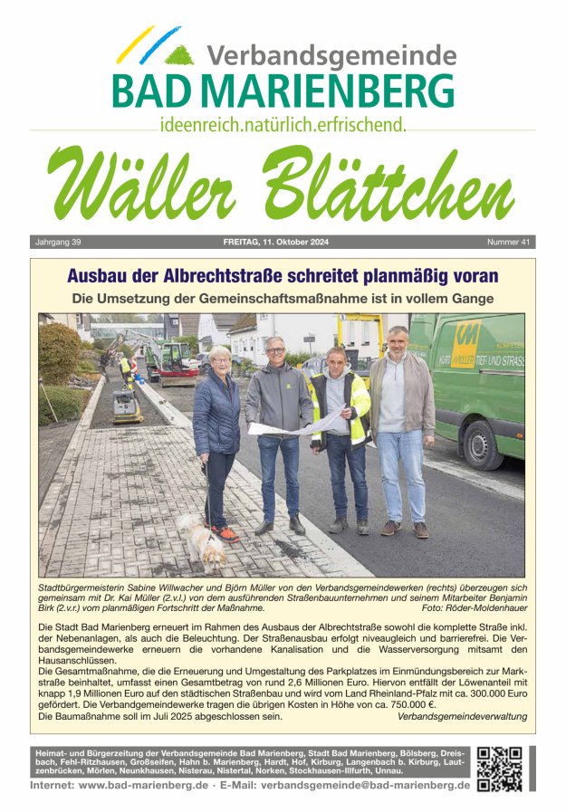 Wäller Blättchen - Verbandsgemeinde Bad Marienberg Titelblatt 41/2024