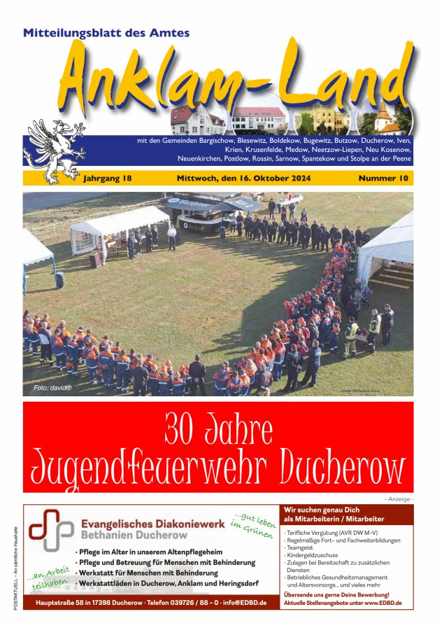 Mitteilungsblatt des Amtes Anklam-Land Titelblatt 10/2024