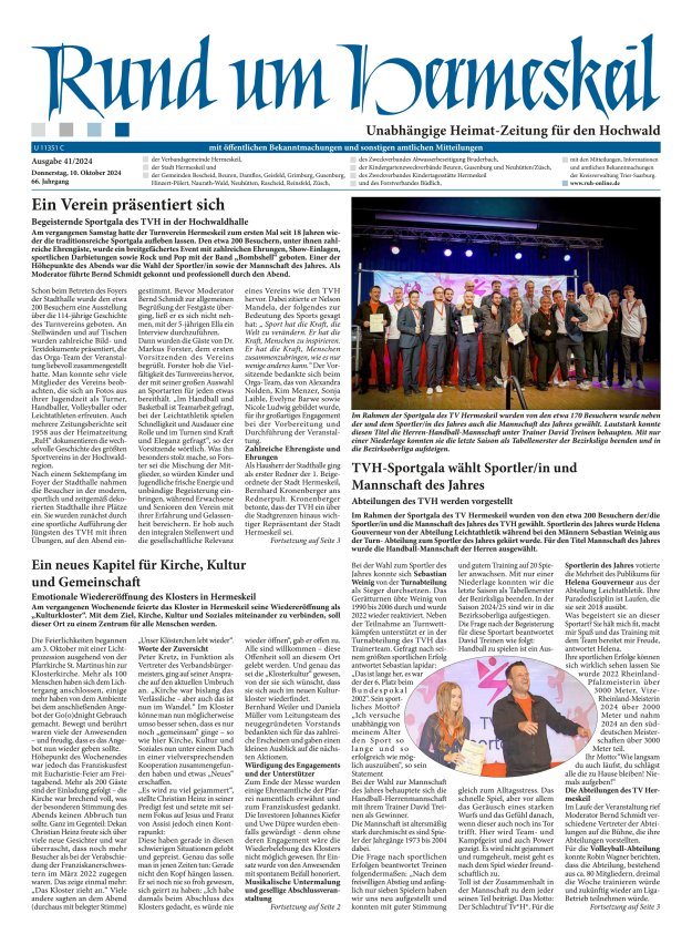 Rund um Hermeskeil Titelblatt 41/2024