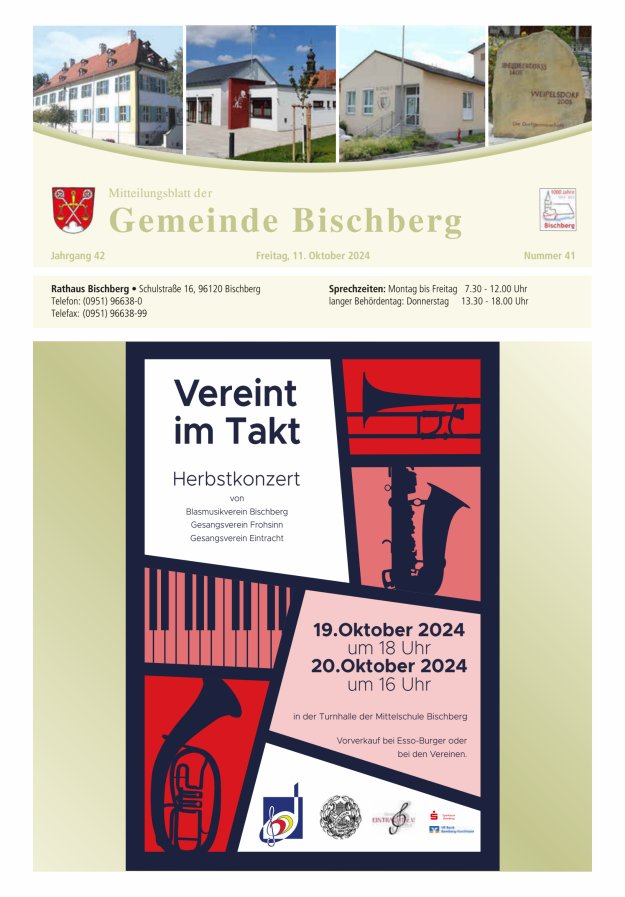 Mitteilungsblatt der Gemeinde Bischberg Titelblatt 41/2024