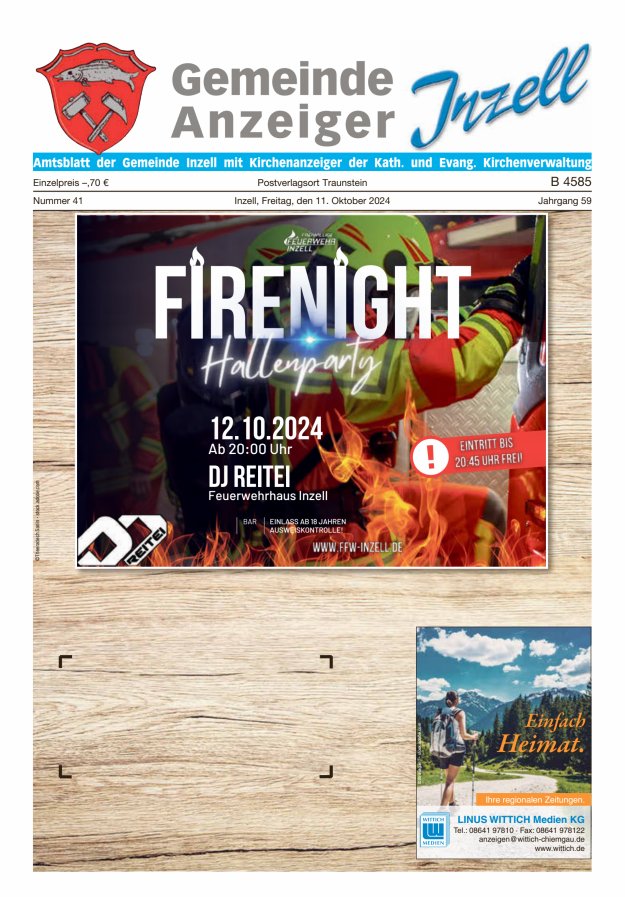 Gemeindeanzeiger Inzell Titelblatt 41/2024