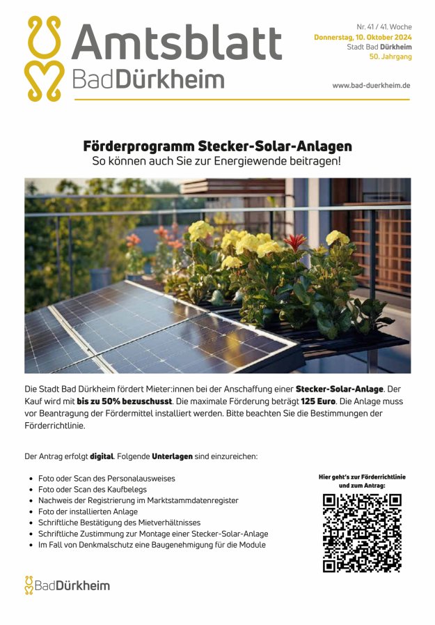 Bad Dürkheimer Woche Titelblatt 41/2024