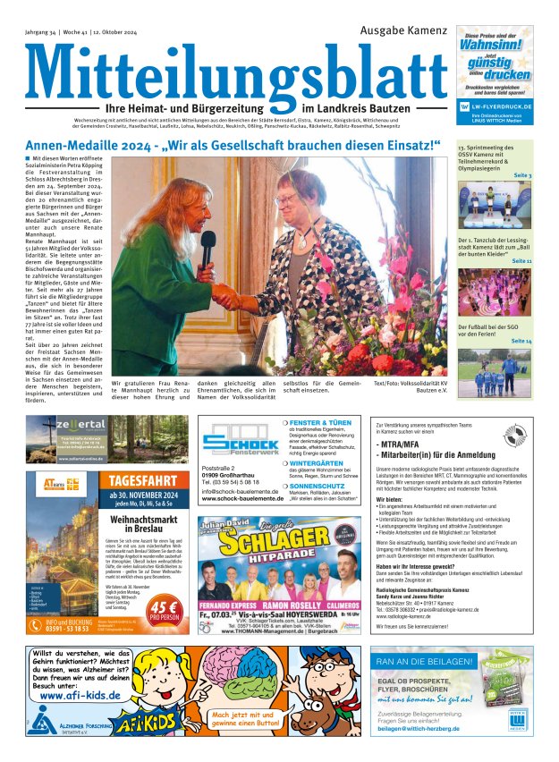 Mitteilungsblatt LK Bautzen Ausgabe Kamenz Titelblatt 40/2024