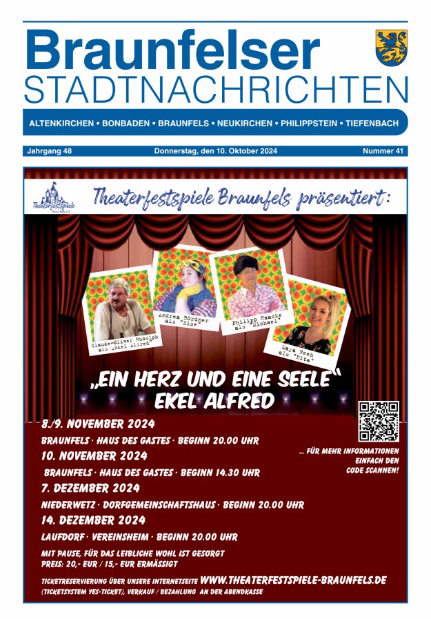 Braunfelser Stadtnachrichten Titelblatt 41/2024