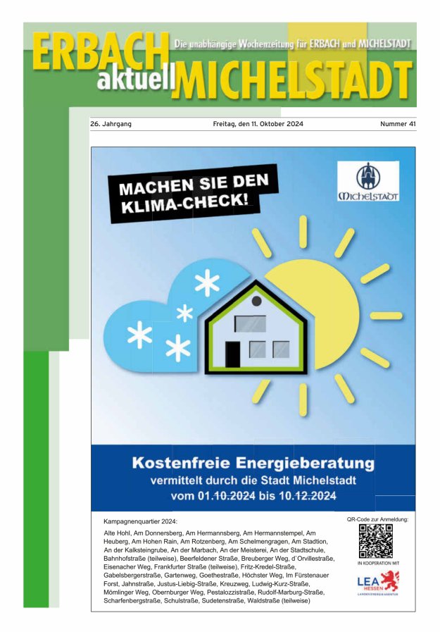 Erbach-Michelstadt aktuell Titelblatt 41/2024