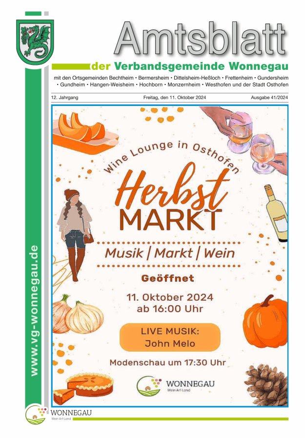 Amtsblatt VG Wonnegau Titelblatt 41/2024