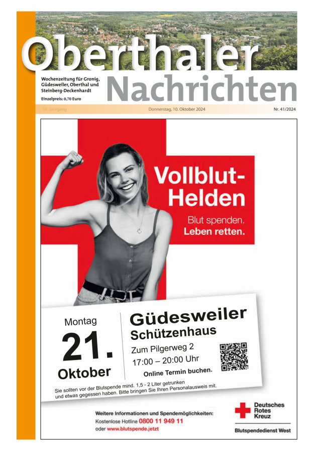 Oberthaler Nachrichten Titelblatt 41/2024