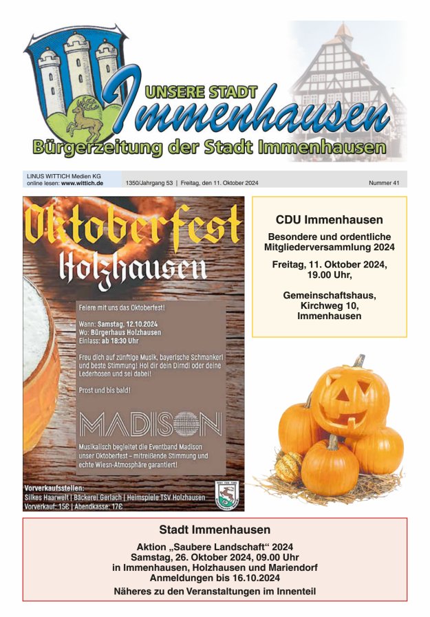 Unsere Stadt Immenhausen Titelblatt 41/2024