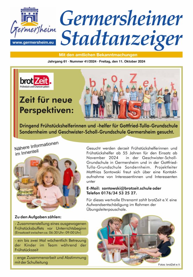Germersheimer Stadtanzeiger Titelblatt 41/2024