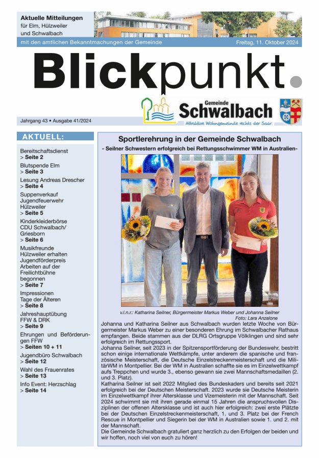 Blickpunkt Schwalbach Titelblatt 41/2024