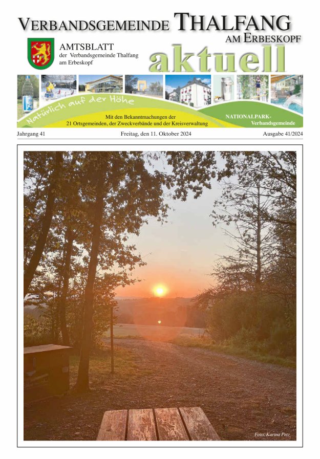 Thalfang aktuell - Amtsblatt VG Thalfang Titelblatt 41/2024