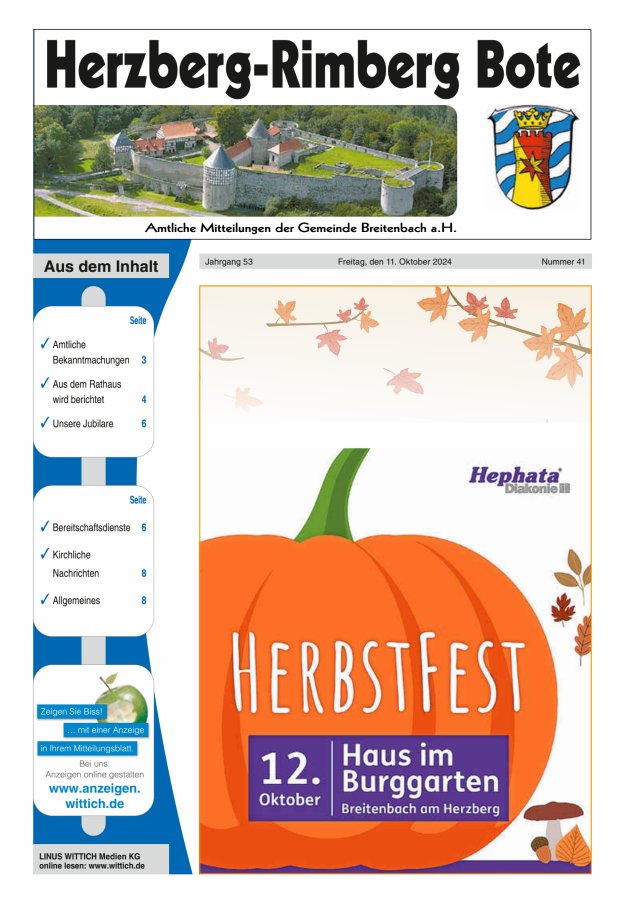 Herzberg-Rimberg Bote Titelblatt 41/2024