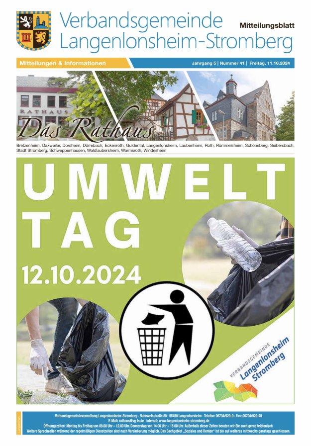 Das Rathaus - MTB d VG Langenlonsheim-Stromberg Titelblatt 41/2024