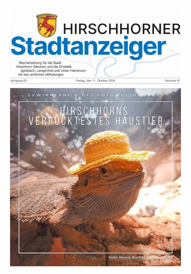 Hirschhorner Stadtanzeiger Titelblatt 41/2024