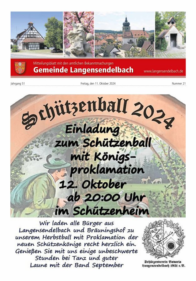 Mitteilungsblatt - Gemeinde Langensendelbach Titelblatt 21/2024
