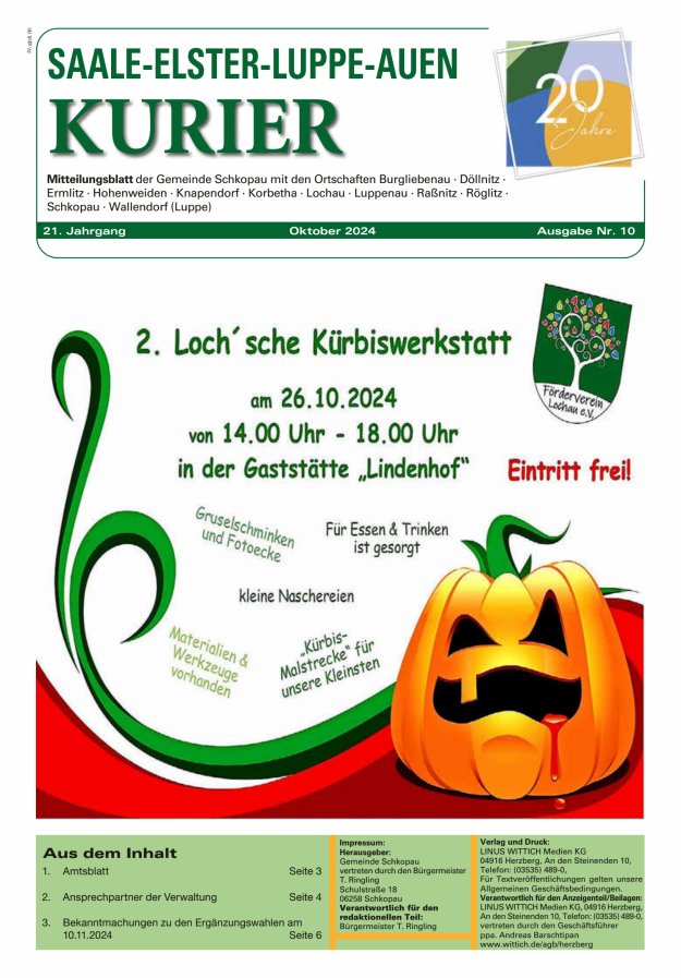 Saale-Elster-Luppe-Auen-Kurier Titelblatt 10/2024