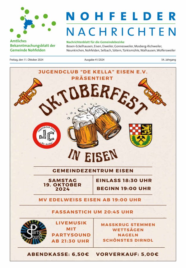 Nohfelder Nachrichten Titelblatt 41/2024