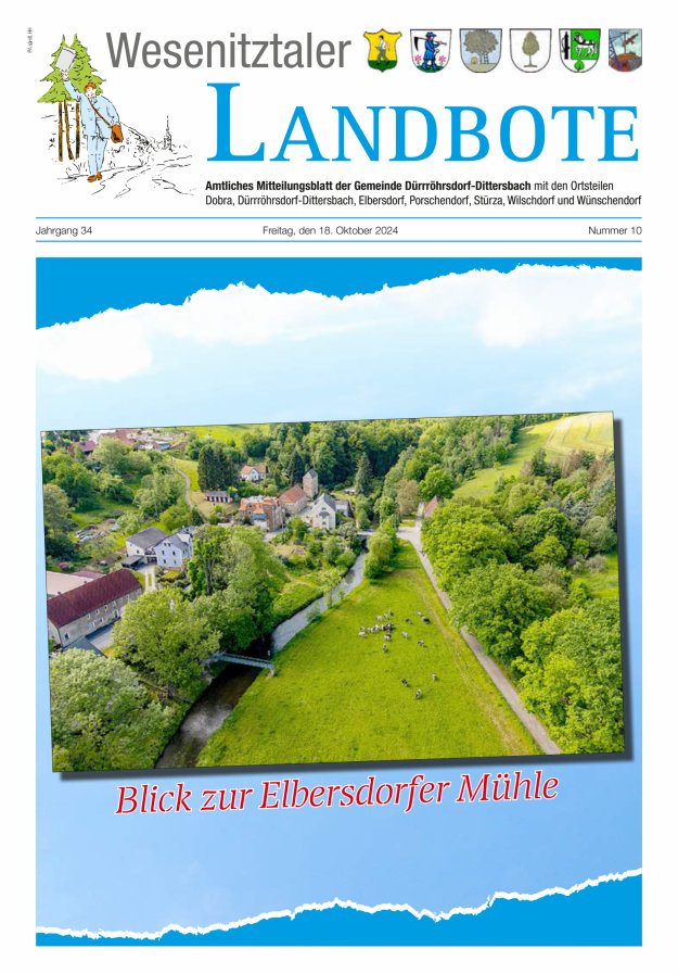Wesenitztaler Landbote – Amtliches Mitteilungsblatt der Gemeinde Dürrröhrsdorf-Dittersbach Titelblatt 10/2024
