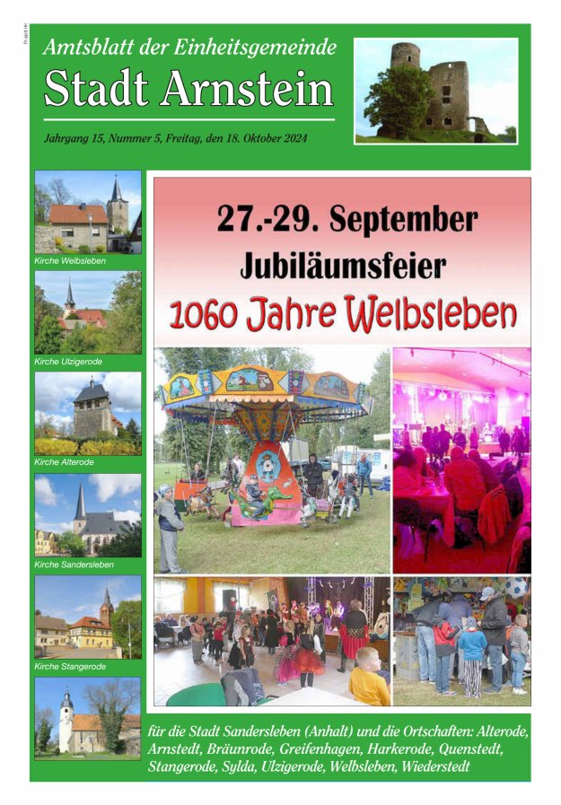 Amtsblatt der Einheitsgemeinde Stadt Arnstein Titelblatt 05/2024
